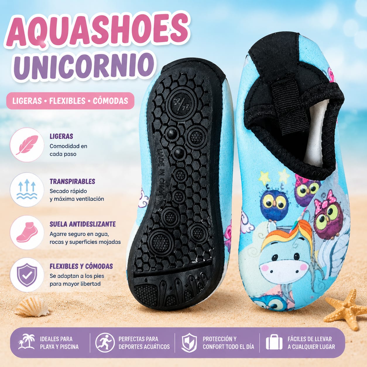 AQUASHOES NIÑOS UNICORNIO